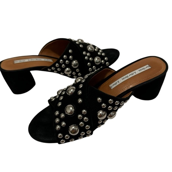 & other stories black & silver studded mule heeled sandals 37 - Picture 2 of 9